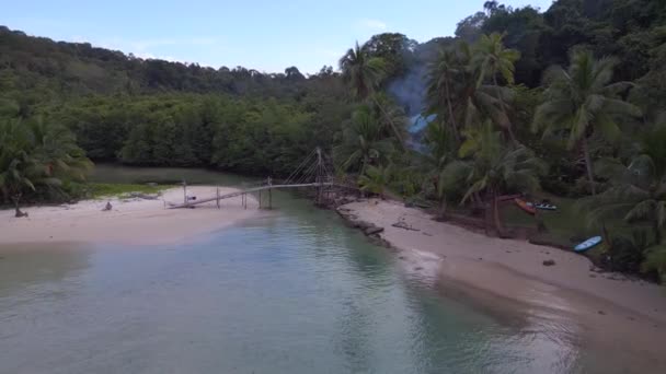 Panorama Overview Drone Koh Kood Island Bang Bao Beach Thailand — Stock Video
