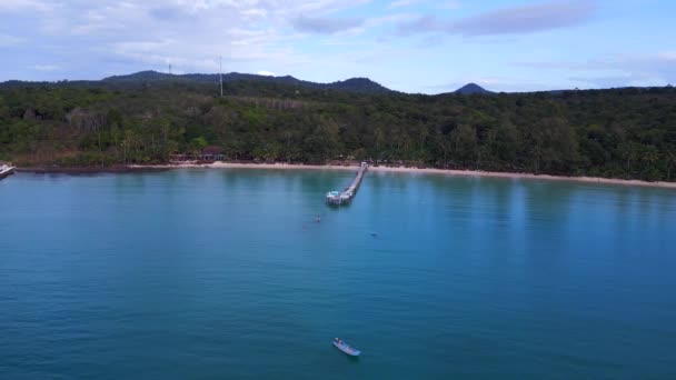 Panorama Orbita Drona Koh Kood Wyspa Bang Bao Plaża Ththe — Wideo stockowe