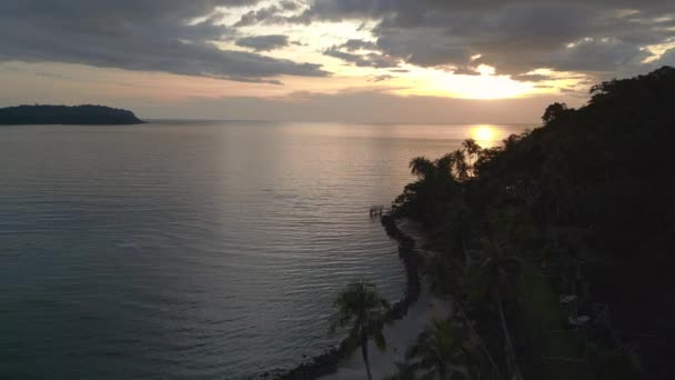 Überflug Bewölkt Sonnenuntergang Strand Auf Der Insel Koh Kood Thailand — Stockvideo