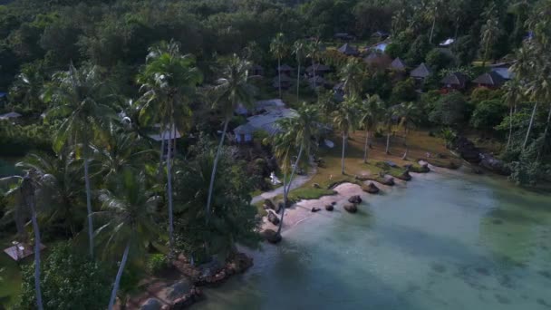 Panorama Přehled Drone Palma Strom Pláž Koh Kood Ostrov Thajsko — Stock video