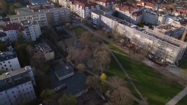 Regendag Grijze Wolken Boven Berlijnse Wijk Steglitz Duitsland Drone Top — Stockvideo