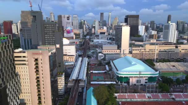 Bangkok City District Siam Thailand 2022 Panorama Overview Drone Uhd — Stock Video