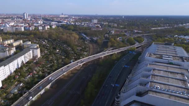 Funkturm Und Messe Berlin Icc Panorama Übersicht Drohne Uhd Cineastische — Stockvideo