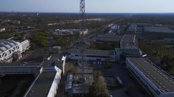 Berlin City Radio Tower Funkturm Exhibition Center Icc Fly Reverse — Stock video