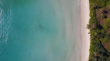 Cennet adası koh kood rüya plajı Ao Phrao, thailand 2022 dikey kuş bakışı drone 4k uhd sinematik görüntü.