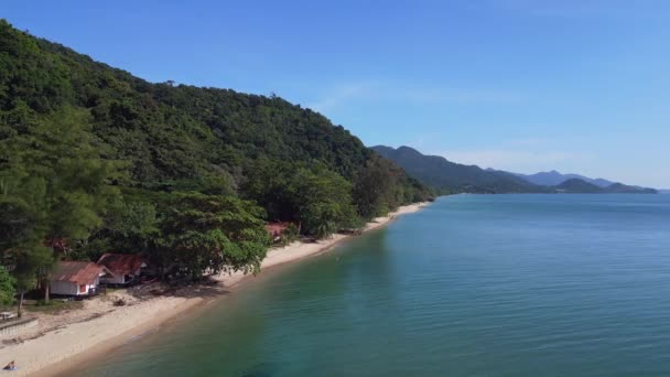 Cabañas Selva Playa Arena Isla Koh Chang Tailandia 2022 Dron — Vídeo de stock