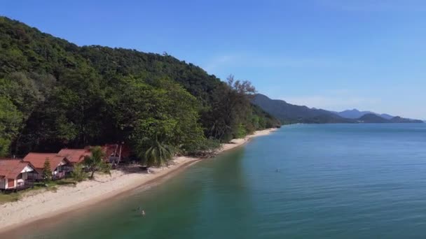 Cabins Jungle Sandy Beach Island Koh Chang Thailand 2022 Overflight — Stock Video