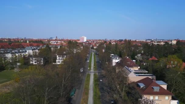 Larga Calle Con Vía Peatonal Berlin Dahlem Panorama Visión General — Vídeos de Stock