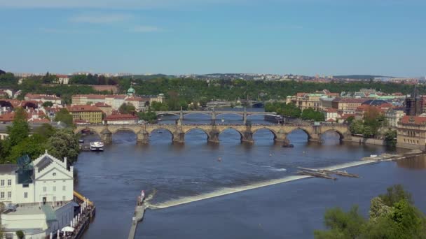 Czech Republic River Danube Prague Charles Bridge Spring 2023 Ascending — ストック動画