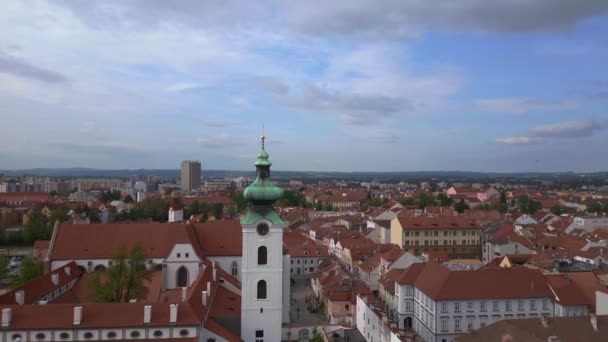Budweis Budejovice Old Town Czech Republic Summer 2023 非常接近飞行无人机高质量的4K Uhd — 图库视频影像