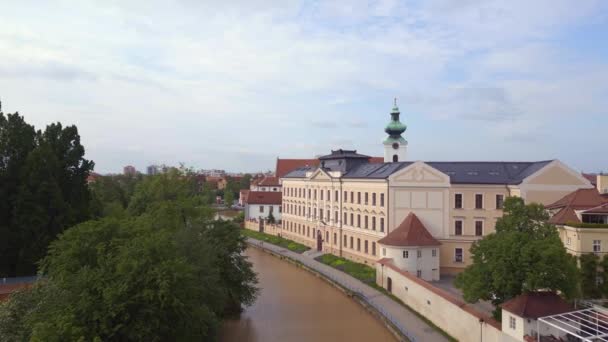 Budweis Budejovice Old Town Czech Republic Summer 2023 Fly Reverse — 图库视频影像