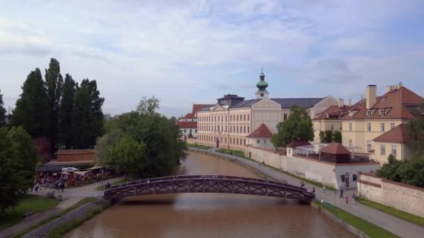 Budweis Budejovice Casco Antiguo República Checa Verano 2023 Sobrevuelo Sobrevuelo — Vídeo de stock