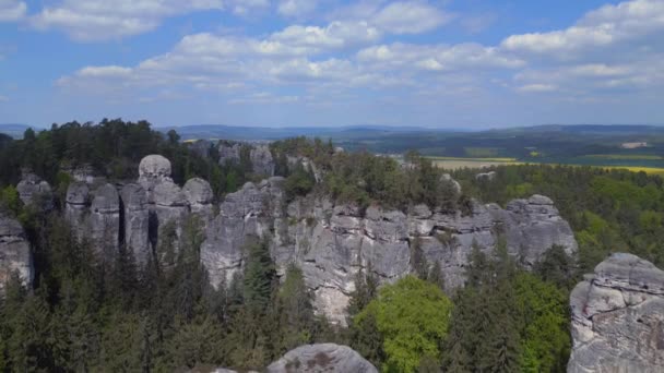 Czech Republic Mary Rock View Nature Hills Bohemian Paradise Spring — стокове відео