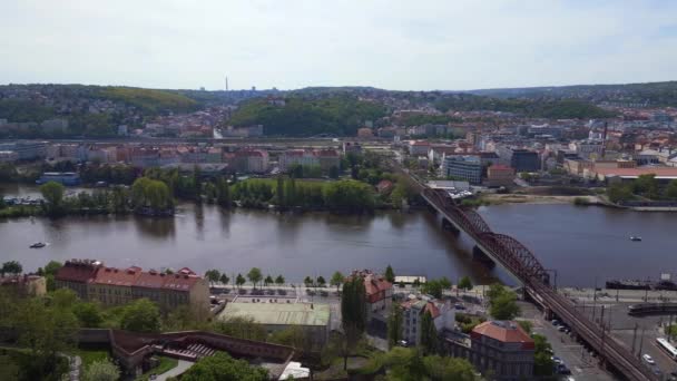 Miasto Powiat Miasto Praga Czechy Wiosna 2023 Boom Przesuwne Lewego — Wideo stockowe