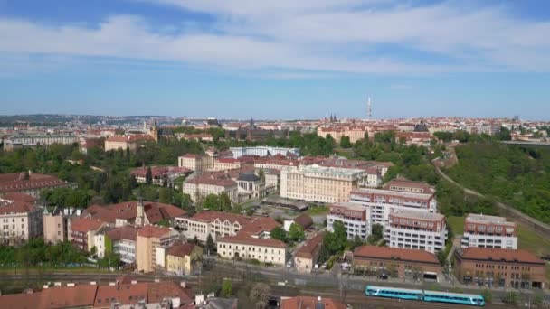 Городской Округ Прага Чешская Республика Весна 2023 Панорамный Обзор Дрона — стоковое видео