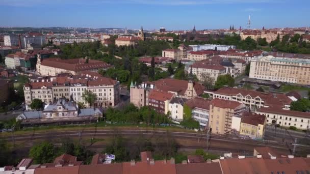 Città Distretto Città Praga Repubblica Ceca Primavera 2023 Sorvolo Sorvolo — Video Stock