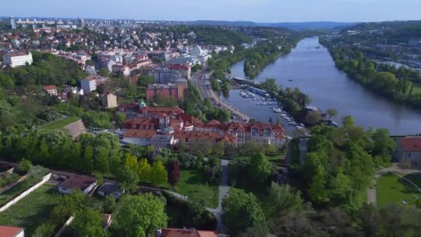 Stadt Prag Auf Hill Tschechische Republik Frühjahr 2023 Panorama Übersicht — Stockvideo