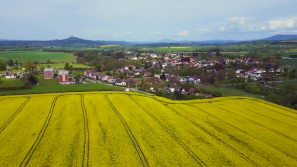 Fält Tjeck Republik Våren 2023 Panorama Översikt Drönare Hög Kvalitet — Stockvideo
