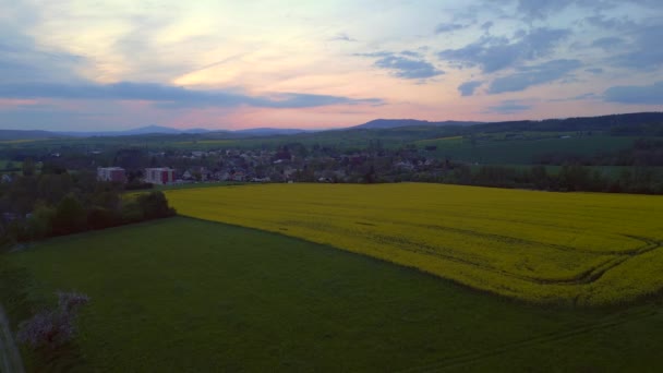 Bohemian Paradise Hills Czech Village Libun Evening Spring 2023 Descending — Stock Video