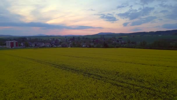 Bohemian Paradise Hills Czech Village Libun Evening Spring 2023 Fly — Stock Video
