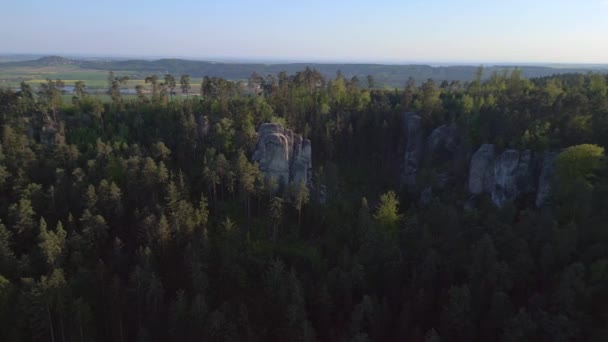 Krajobraz Górski Doliny Czechy Republika Prachov Skały Góry Natura Czeskie — Wideo stockowe