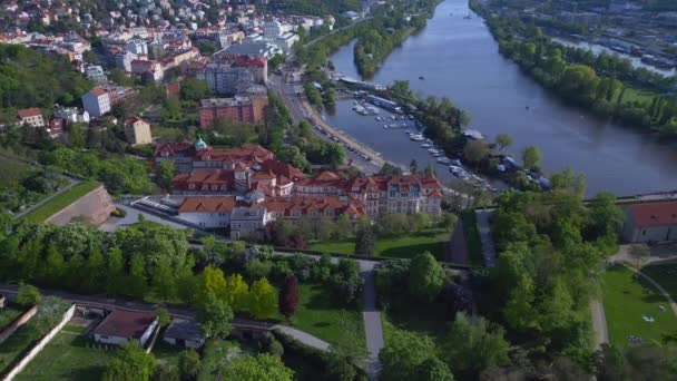Stadt Prag Auf Hill Tschechische Republik Frühjahr 2023 Uhd Filmmaterial — Stockvideo