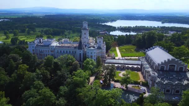 Hluboka Nad Vltavou Fairy Tale White Castle Czech Republic Sur — Vídeo de stock