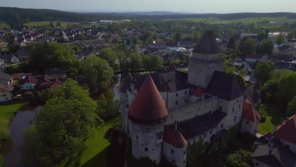 奥地利Heidenreichstein Castle Europe Summer Day 2023 Panorama Overview Drone Cinematic — 图库视频影像