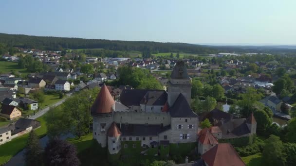 Austria Heidenreichstein Castle Europe Summer Day 2023 Overflight Flyover Drone — ストック動画