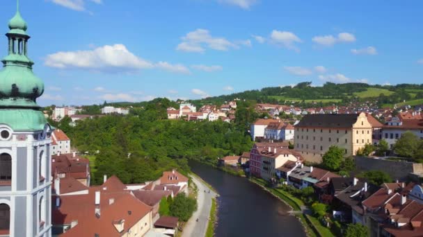 Город Крумлов Чески Замок Холме Река Молдова Замок Южной Чехии — стоковое видео
