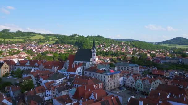 Város Krumlov Cesky Vár Dombon Moldova Folyó Vár Dél Csehországban — Stock videók