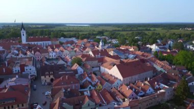 Trebon Wittingau kasabası, Güney Bohemya Czech Cumhuriyeti, 2023 yazında Panorama 'da 4K insansız hava aracı görüntülerini izledi..