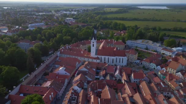 Miasto Trebon Wittingau Czechach Południowych Europie Lato 2023 Malejący Dron — Wideo stockowe