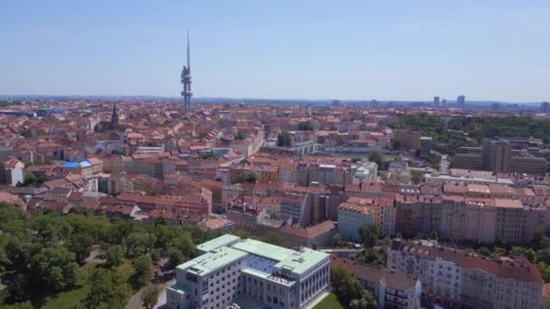 Prag Şehir Merkezi Czech Cumhuriyeti 2023 Yazında Hava Aracına Rotasyon — Stok video