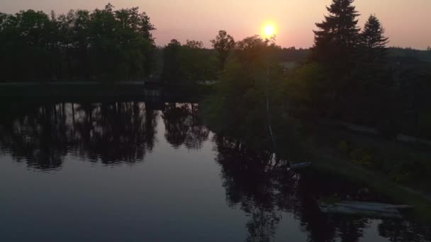 Desa Stankov Danau Potok Pada Sore Hari Matahari Terbenam Republik — Stok Video