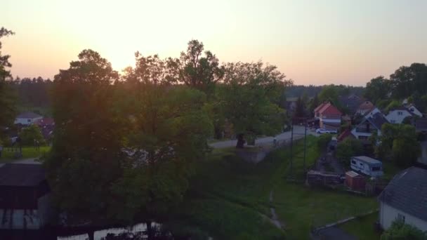 Aldeia Stankov Potok Lago Noite Pôr Sol República Checa Verão — Vídeo de Stock