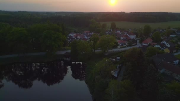 Aldeia Stankov Potok Lago Pôr Sol Noite República Checa Verão — Vídeo de Stock
