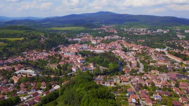 Vue Sur Montagne Hill Town Panorama Krumlov République Tchèque Été — Video