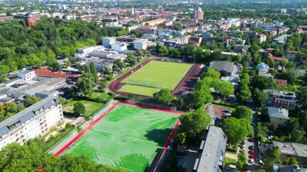 Pole Piłki Nożnej Boisko Sportowe Miasto Berlin Steglitz Niemcy Letni — Wideo stockowe