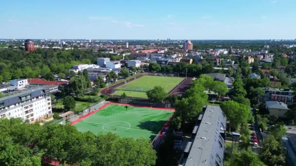 Campo Fútbol Campo Deportivo Ciudad Berlin Steglitz Alemania Día Verano — Vídeos de Stock