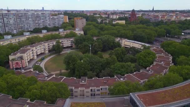 Ghetto Building Mehringplatz Plats Stad Berlin Tyskland Sommardag 2023 Panorama — Stockvideo