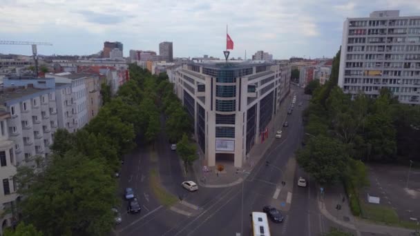 Parteivorstand Stadt Berlin Deutschland Sommertag 2023 Fly Reverse Drone Cinematic — Stockvideo