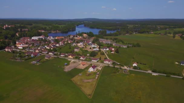 Озеро Пастбище Лес Летнее Поле Деревне Хлум Чешская Республика 2023 — стоковое видео