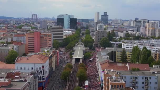 Berlin Almanya Yaz Günü Nde Csd Aşk Yürüyüşü 2023 Panorama — Stok video