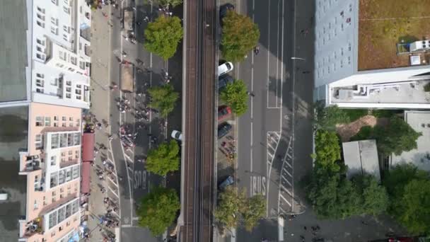 Csd Pride Love Parade 2023 Berlin Sommertag Vertikale Vogelperspektive Drohne — Stockvideo