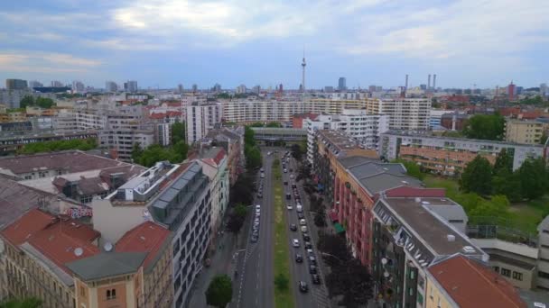 Město Berlín Příměstské Nádraží Prefabrikované Budovy Mrakodrapy Okres Neukoeln Německo — Stock video