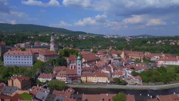 Cesky Krumlov Town Czech Region South Bohemia Moldova River Summer — Stock Video