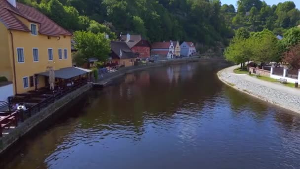 Kota Cesky Krumlov Wilayah Ceko Bohemia Selatan Sungai Moldova Musim — Stok Video