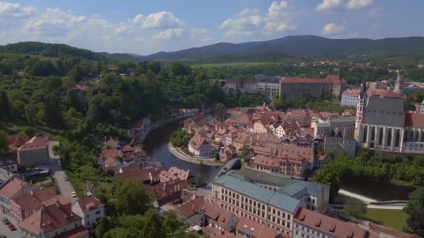 Ciudad Cesky Krumlov Región Checa Bohemia Del Sur Río Moldavia — Vídeo de stock