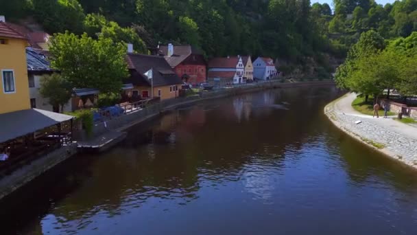 Cesky Krumlov Ville Dans Région Tchèque Bohême Sud Rivière Moldova — Video
